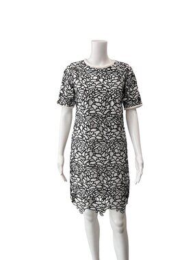 $350 essentiel Antwerp Black White Lace Shirt Midi Dress size FR 36/4